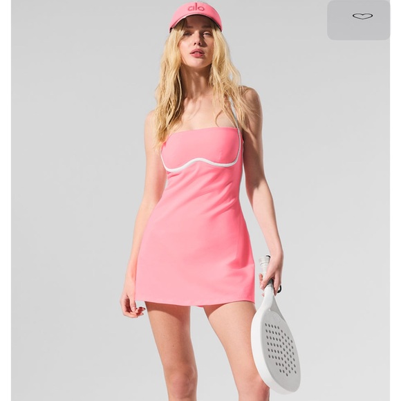 NWT ALO Neon Bubblegum pink streamlined airbrush tennis dress XXS - Picture 2 of 12